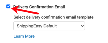 Delivery confirmation email checkbox highlighted on Notifications tab of Stores & Orders page