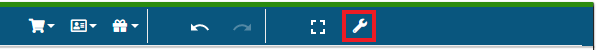 HTML view button in the toolbar with the wrench icon highlighted.