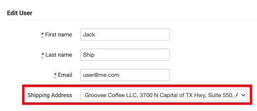 Users shipping address marked