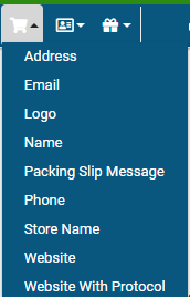 Packing slip editor showing store variables expanded