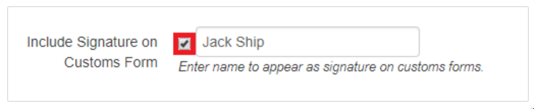 Include signature on customs form checkbox marked