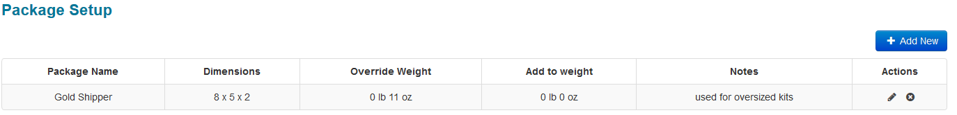 package saved on package set up page
