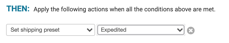 then set shipping preset expedited