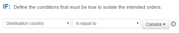 if the destination country is equal to Canada