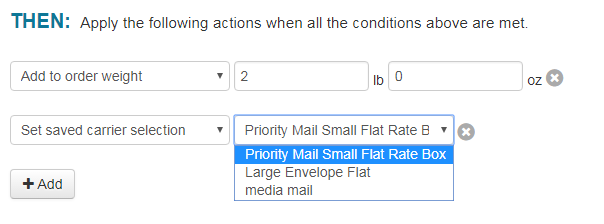 then add to order weight and set saved carrier selection