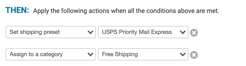 then set shipping preset to USPS priority mail express and assign to a category to free shipping
