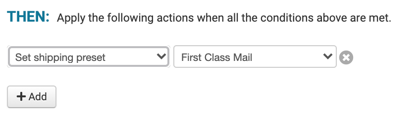 then set shipping preset first class mail