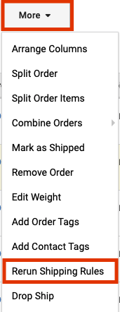 More dropdown - rerun shipping rules