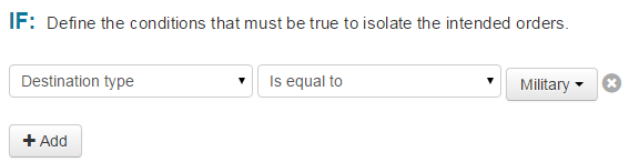 if destination type is equal to military