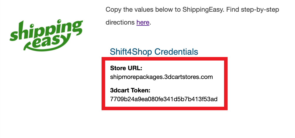 when connecting Shift4Shop store, PopUp with url and token credentials is marked