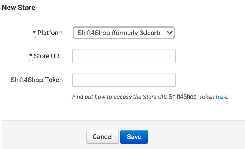New store Shift4Shop selected