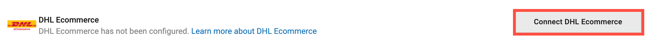 Box highlights Connect DHL eCommerce button