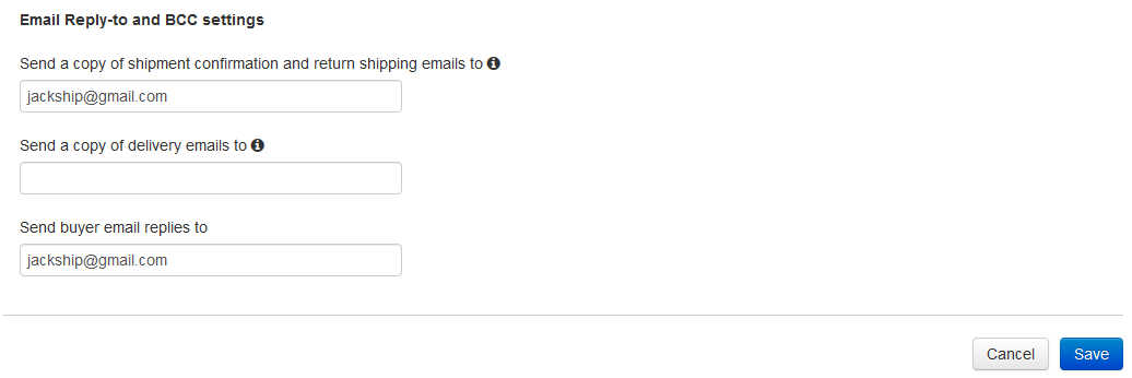 On Notifications tab under Email Reply-to and BCC settings, image of send buyer email replies to field