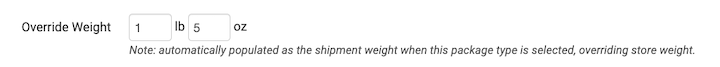 Override weights on Add New Package page