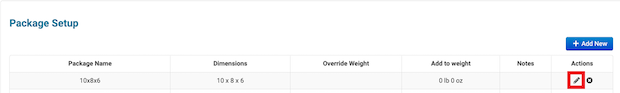 Edit package button on Package Setup page