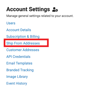 Click Ship From Addresses under account settings.