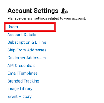 account settings then users
