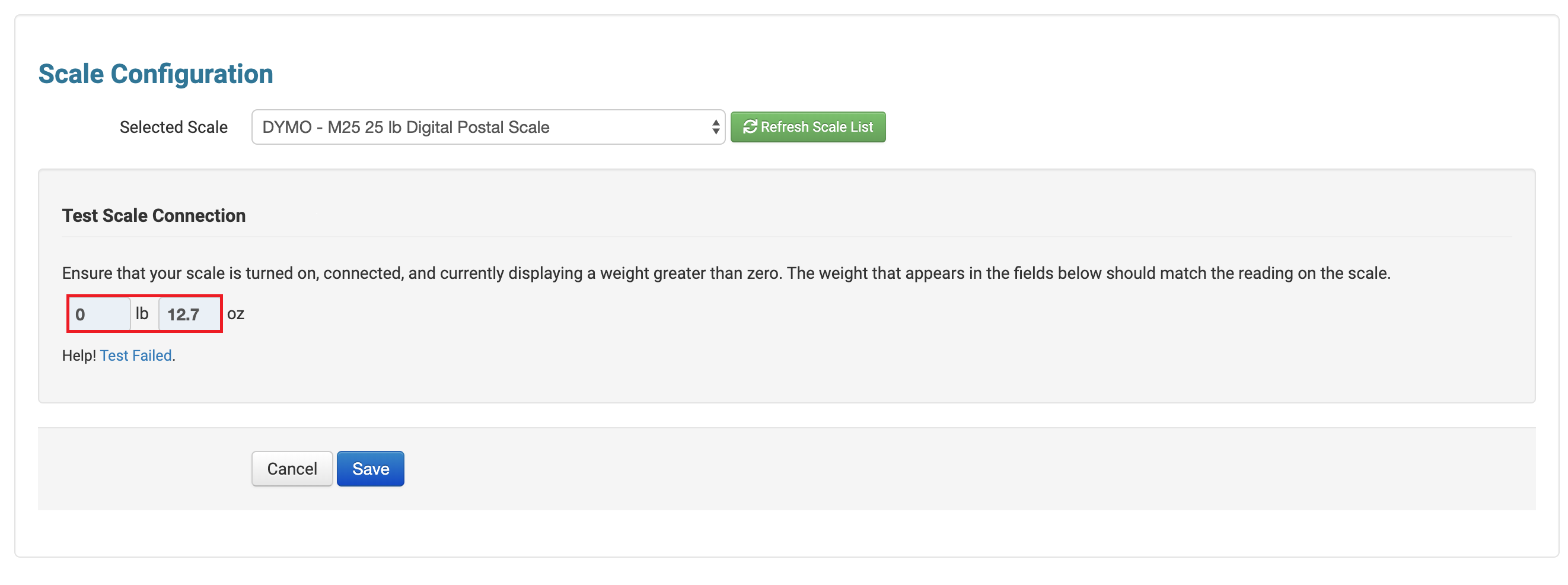 Scales weight display