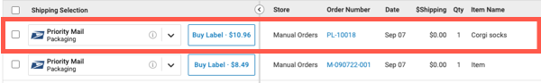 Orders page one line item marked