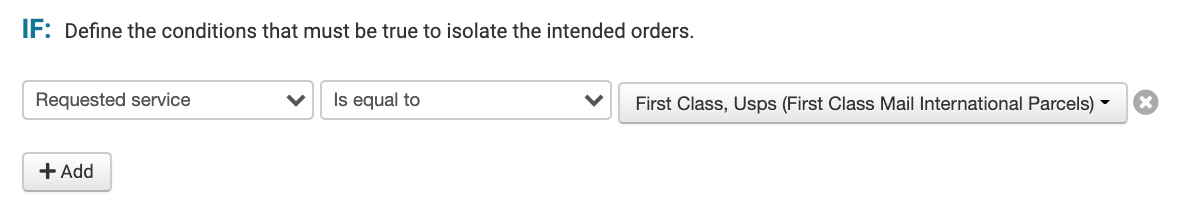 if the requested service is equal to first class mail international