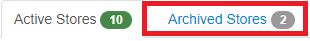 archived store tab on Stores page